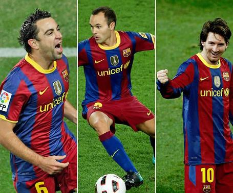 Xavi, Iniesta y Messi