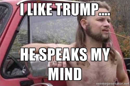 Parodia del votante de Trump como hillbilly. Tomado de https://www.democraticunderground.com/1017339800