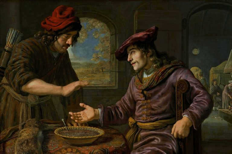 "Esaú y el plato de lentejas" cuadro de 1653 de Jan Victors. de
